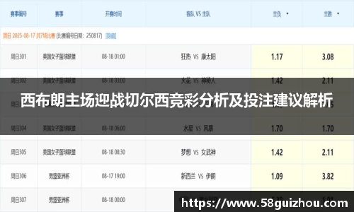 西布朗主场迎战切尔西竞彩分析及投注建议解析